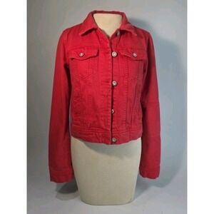 Free People Women's Red Jean Jacket XS